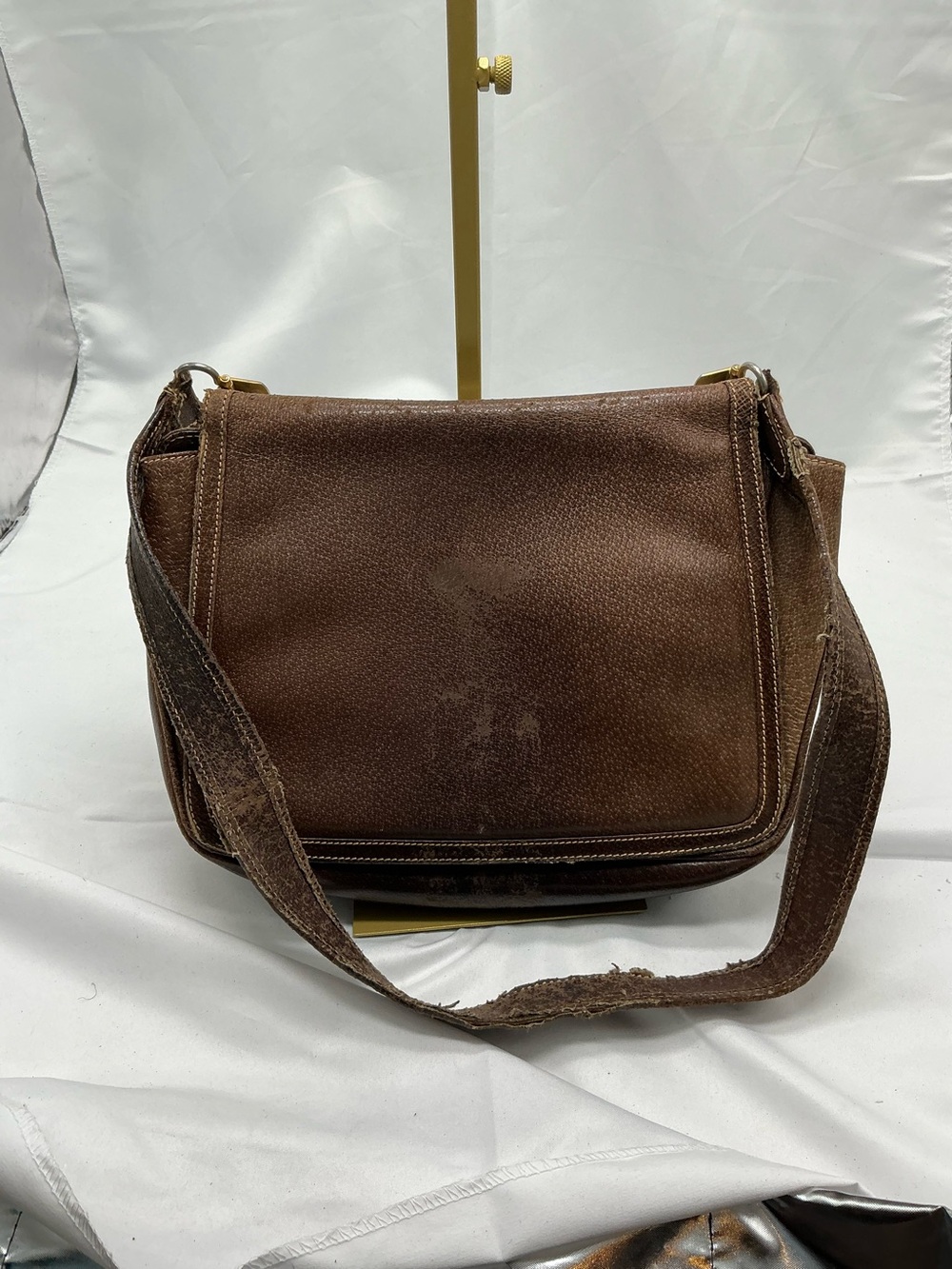 Gucci Vintage Canvas & Brown Leather Shoulder Tote Bag - Imperfect Bag 👀 - Picture 4 of 15